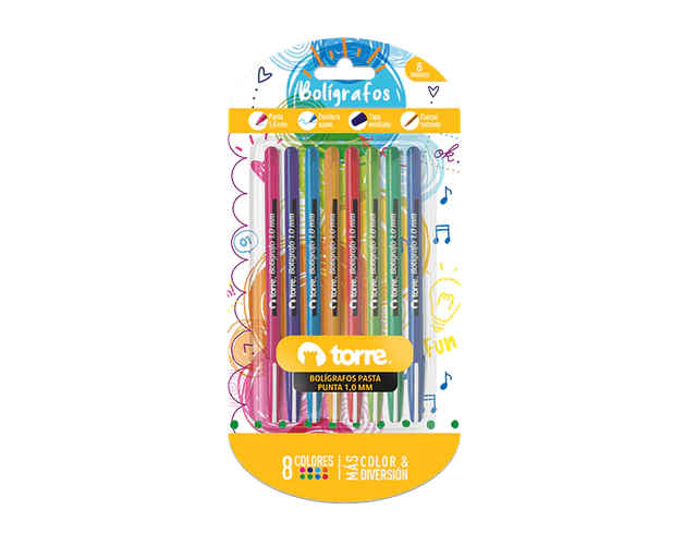 SET 8 BOLÍGRAFOS COLOR FUN