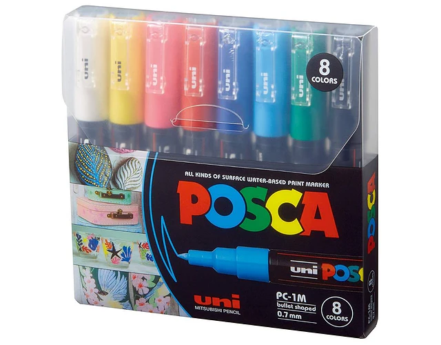 SET MARCADORES ACRILICOS 1M 8 COLORES