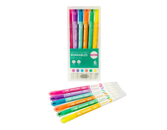 SET DESTACADORES BORRABLES PASTEL 6 UNIDADES