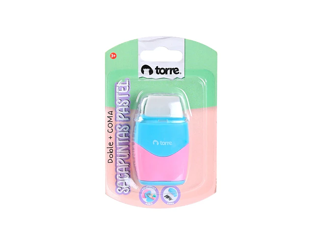 BL.SACAPUNTAS DOBLE + GOM.BORRAR PASTEL