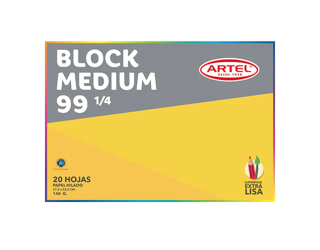 BLOCK DIBUJO MEDIUM 1/4 LISO 20HJS. 140GRS