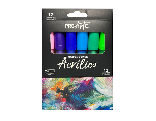 MARCADORES ACRÍLICOS 12 COLORES PROARTE