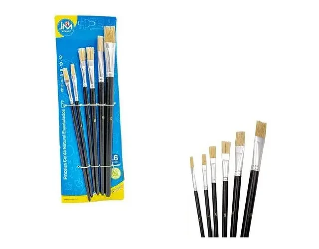 SET DE 6 PINCELES ESPATULADOS ESCOLAR