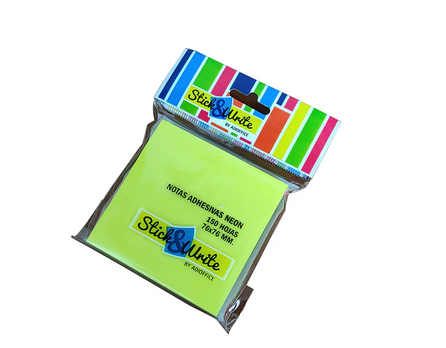 NOTA ADHESIVA 4 COLORES NEÓN 76X76 MM 150 HOJAS