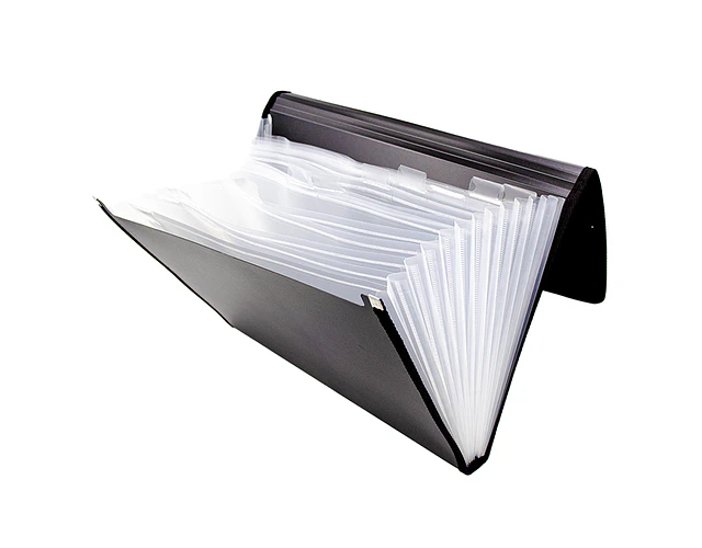 CARPETA CON FUELLE NEGRA OFICIO 12 DIV C/ELASTICO