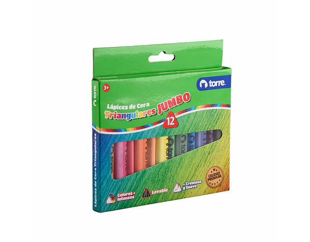 LAPICES CERA 12 COLORES JUMBO TRIANGULAR