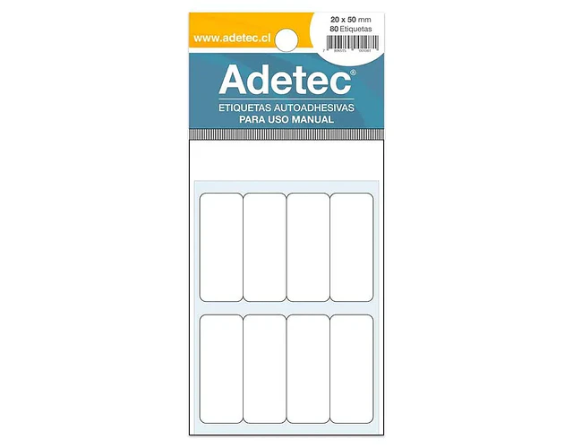 ETIQUETA ADETEC AUTOADHESIVA 20X50mm BLANCA ADETEC