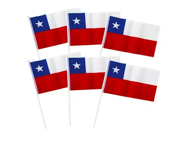 BANDERA CHILE CON VARILLA BLANCA 