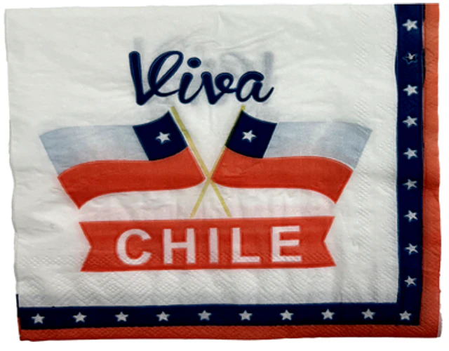 SERVILLETA VIVA CHILE 2 BANDERAS 