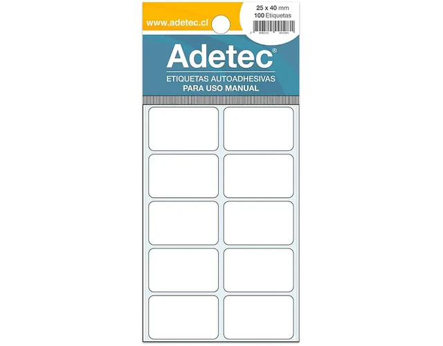 ETIQUETA ADETEC AUTOAD.25X40mm BLANCA
