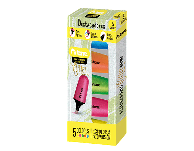 BL. DESTACADORES GLITTER MINI NEON 