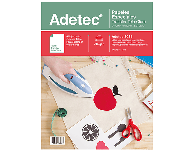 PAPEL TRANSFER ADETEC TELAS CLARAS - 3 HOJAS