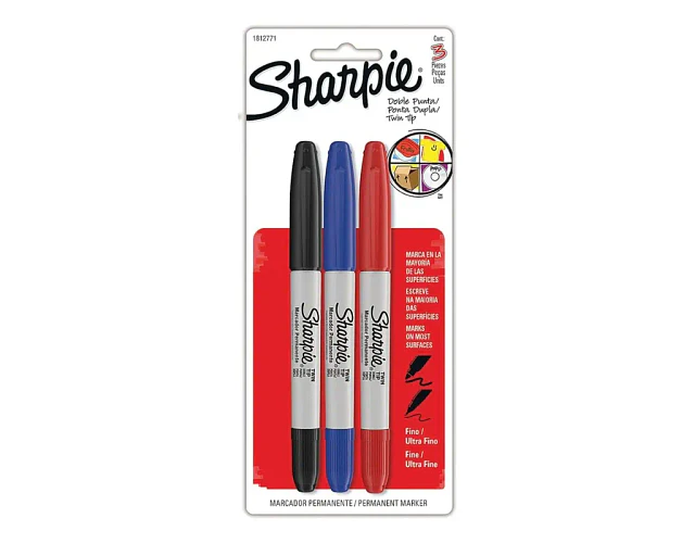 BLISTER DE 3 MARCADORES DOBLE PUNTA SHARPIE	