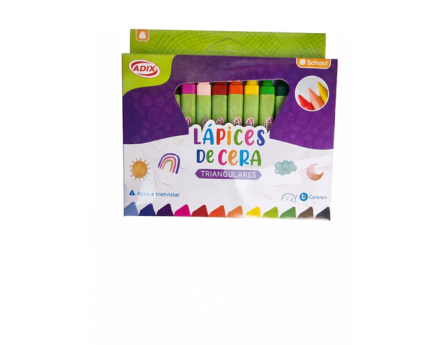 LAPICES DE CERA 12 COLORES TRIANGULARES JUMBO	ADIX