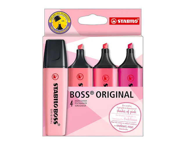 DESTACADORES SET X 4 UNIDS. SHADES OF PINK
