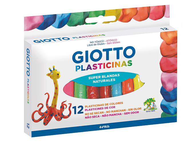 PLASTICINA NATURAL GIOTTO 12 COLORES