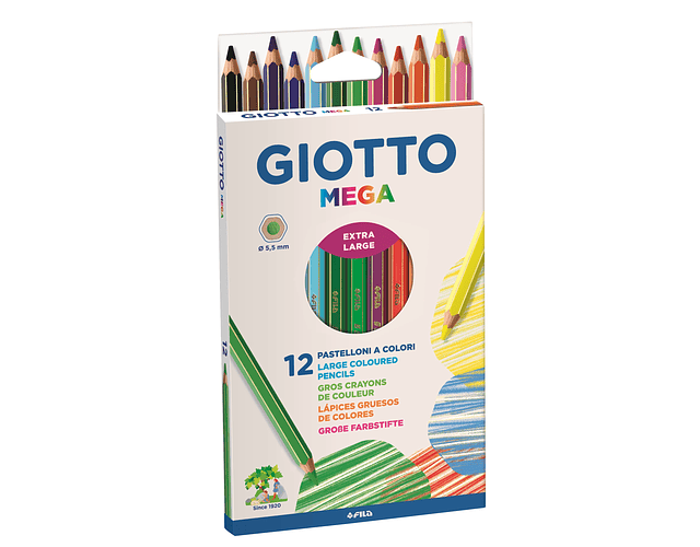 LAPICES GIOTTO 12 COLORES LARGOS MEGA