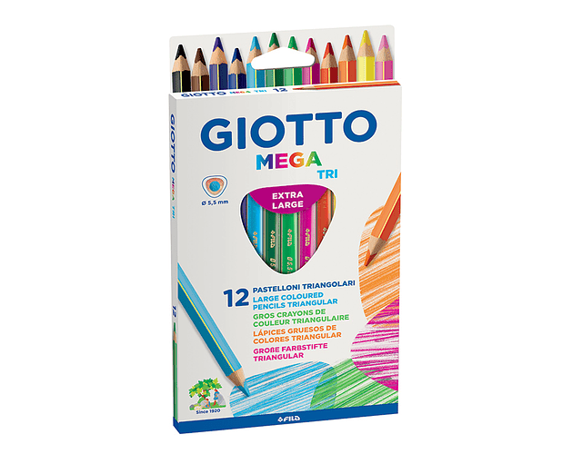 LAPICES GIOTTO 12 COLORES LARGOS MEGA