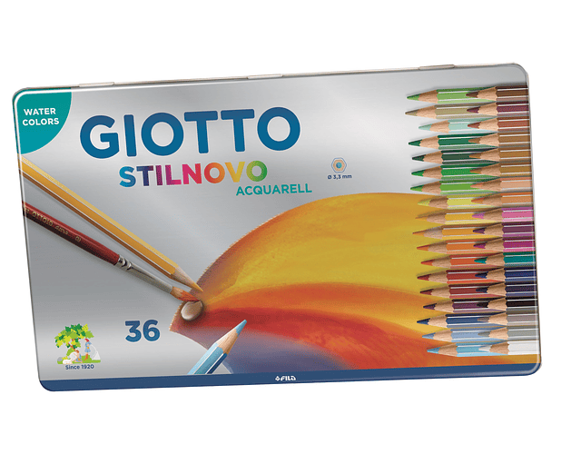 LAPICES ACUARELABLES GIOTTO 36 COLORES EN LATA