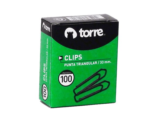 CLIPS TORRE METAL 33MM 100 UNIDADES PUNTA TRIANGULAR