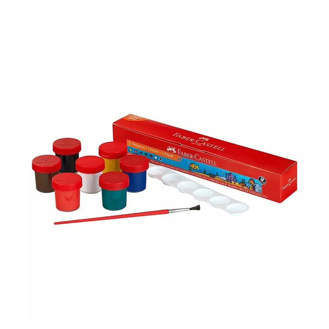 TEMPERA X 07 FABER + PALETA + PINCEL 1