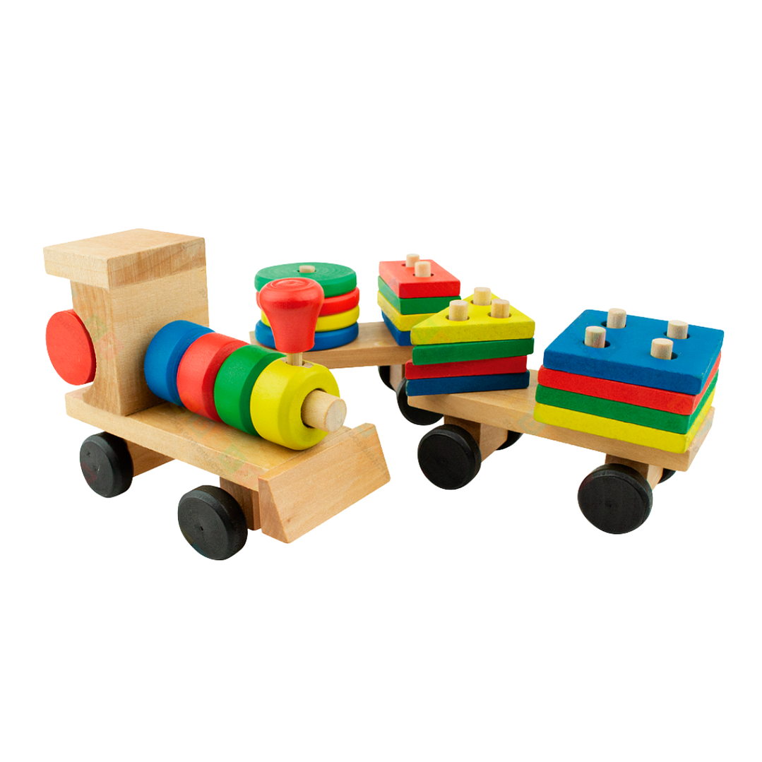 TREN DE MADERA EDU-KT + FIGURAS GEOMETRICAS 2