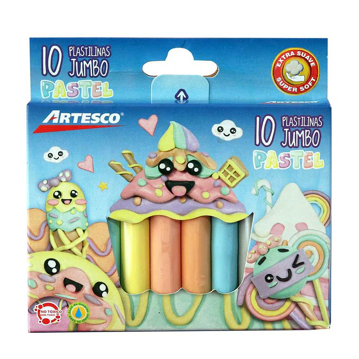 PLASTILINA ARTESCO X 10 JUMBO PASTEL 1