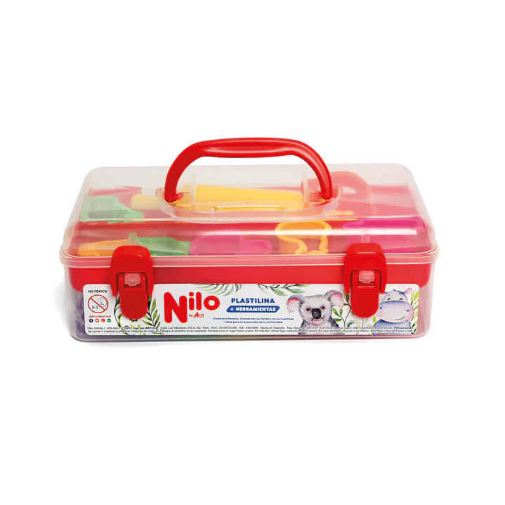 PLASTILINA NILO CAJA DE HERRAMIENTAS X7 + 7 MOLDES Y RODILLO   1