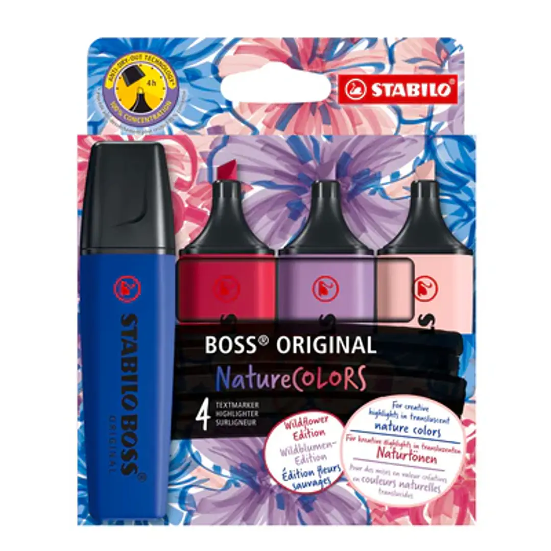 PLUMON STABILO BOSS NATURE COLOR WILDFLOWERS X 4 RESALTADOR 70/4-1-103-5 1