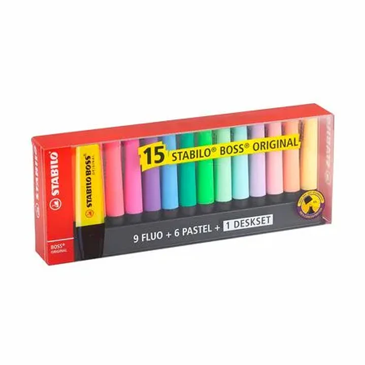 PLUMON STABILO BOSS RESALTADOR X 15 C/PIONER   7015-01-5 1
