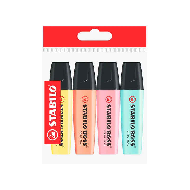 PLUMON STABILO BOSS X 4 RESALTADOR PASTEL   AM15/704-701 1