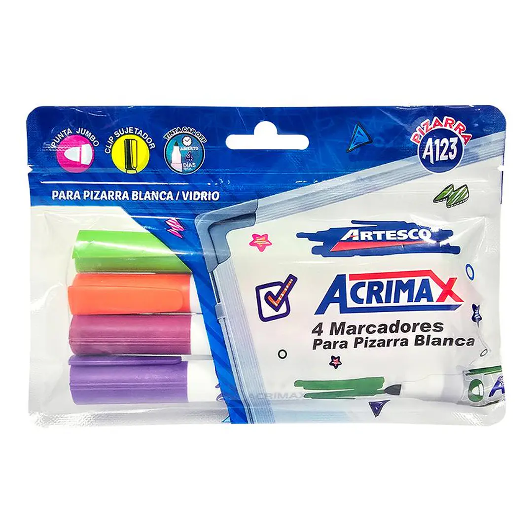 PLUMON ARTESCO ACRIMAX X 4 COLORES BASICOS   A123 1
