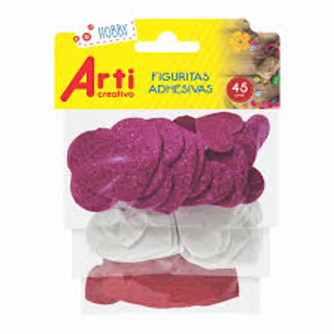 FIGURITAS ADHESIVAS CORAZONES GLITTER   1