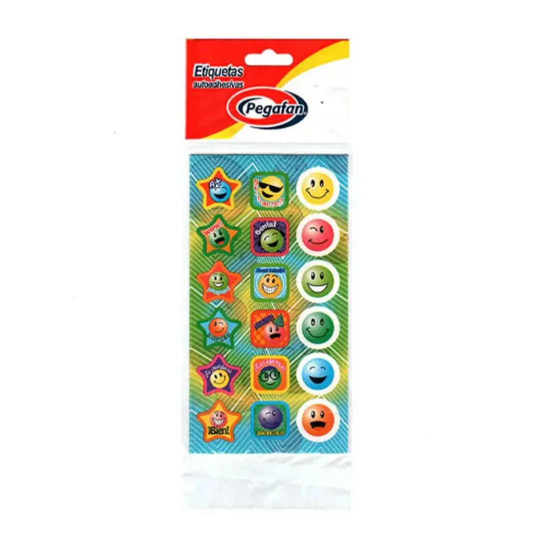ETIQUETA PEGAFAN CARITAS FELICES COLORES RAINBOW 1