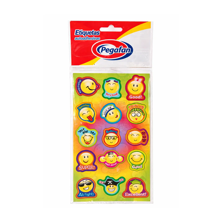 ETIQUETA PEGAFAN CARAS FELICES COOL YELLOW 1