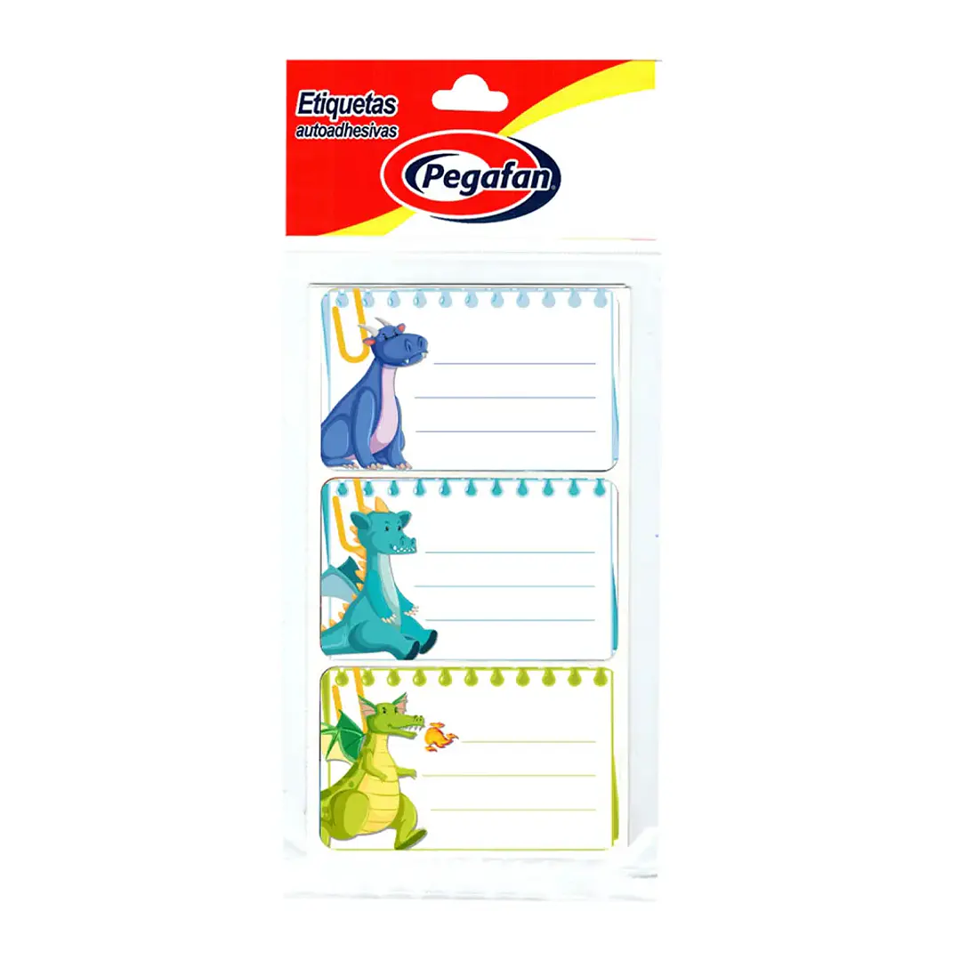 ETIQUETA PEGAFAN ESCOLAR DINOS 1