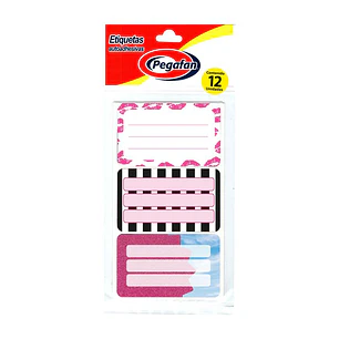 ETIQUETA PEGAFAN ESCOLAR PINK  X12