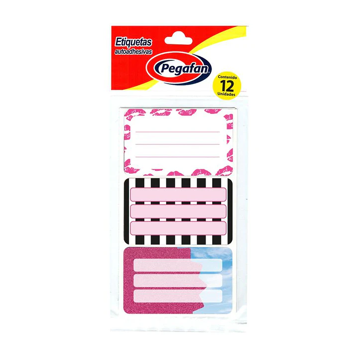 ETIQUETA PEGAFAN ESCOLAR PINK  X12 1