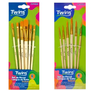 SET PINCEL TWINS X6 BISELADO/PLANO/REDONDO