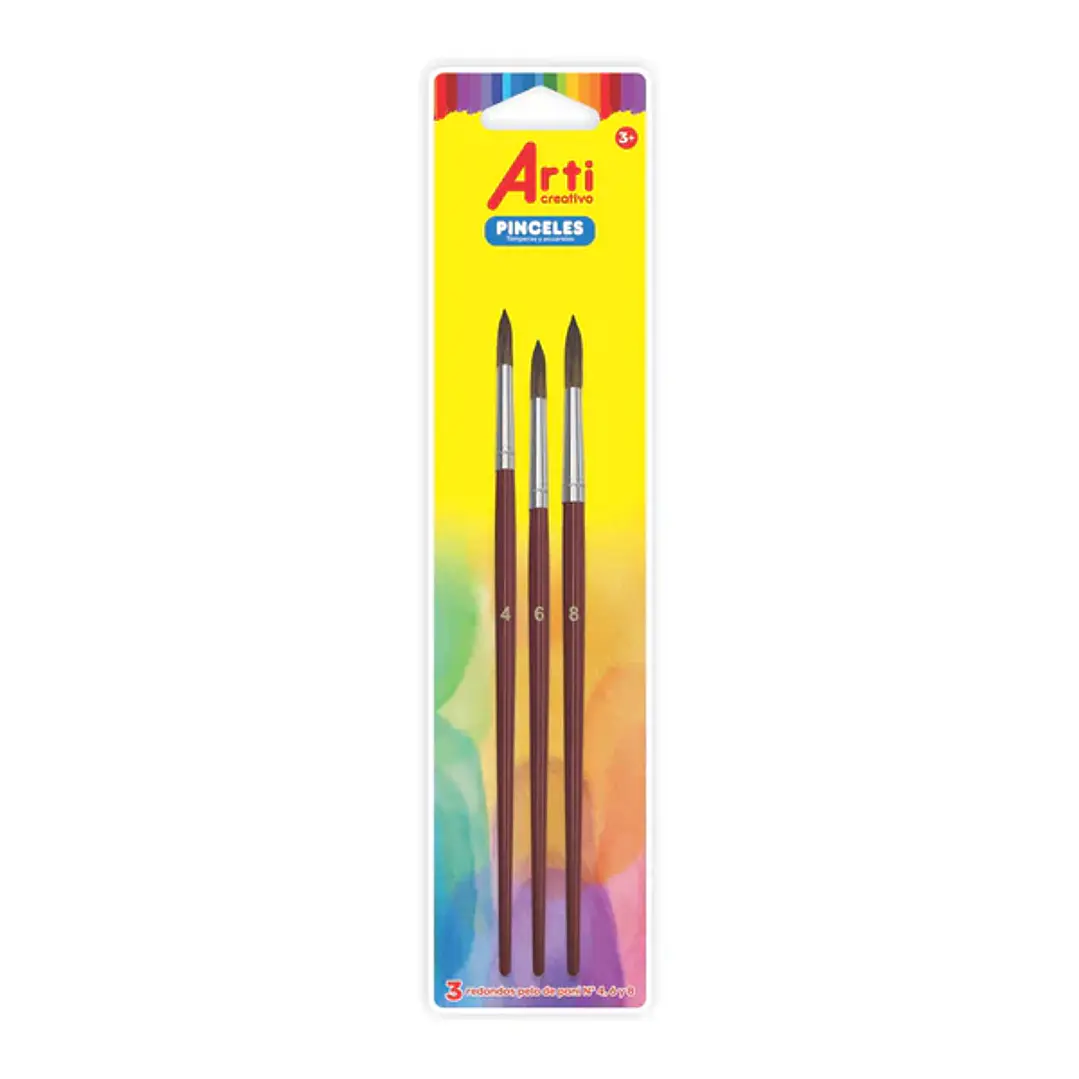 SET PINCELES ARTI  PUNTA REDONDA X 3  (Nº 4,6,8)   TAC263 1