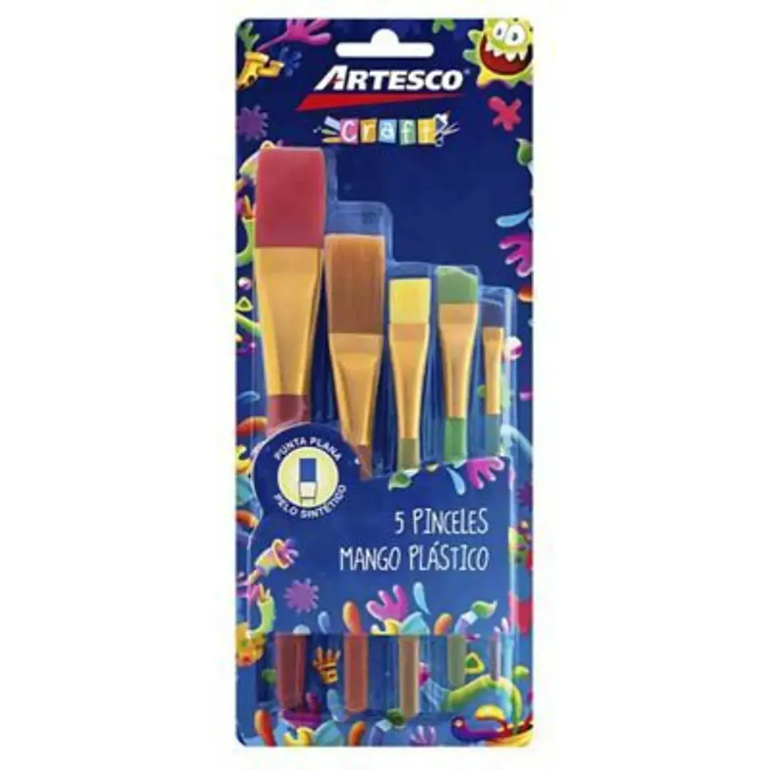 PINCEL ARTESCO CRAFT SET X5 PZAS P/PLANA COLORES 1