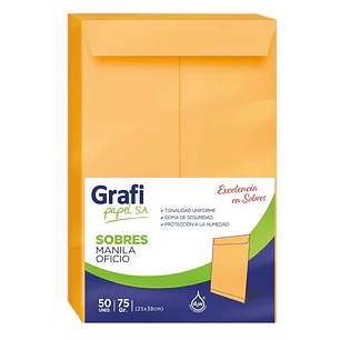 SOBRE MANILA GRAFI OFICIO     x50 UNIDADES