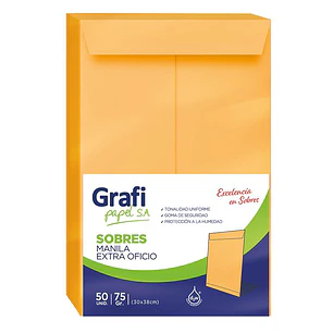 SOBRE MANILA GRAFI EXTRA OFICIO    x50 UNIDADES