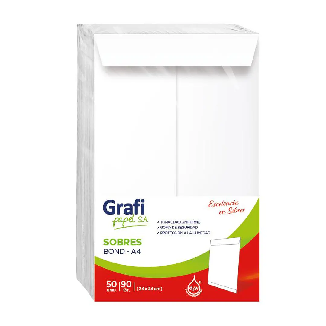 SOBRE BOND GRAFI  A4 90GR      x50 UNIDADES 1
