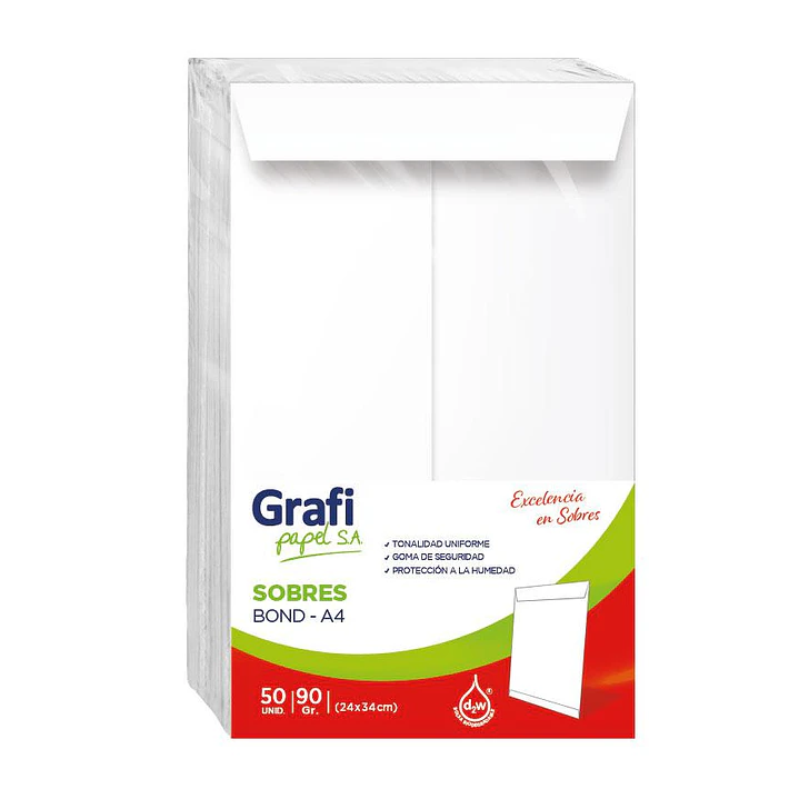 SOBRE BOND GRAFI  A4 90GR      x50 UNIDADES 1