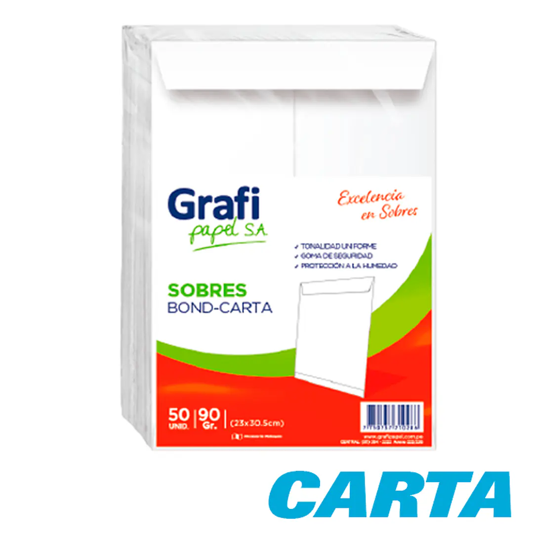 SOBRE BOND GRAFI  CARTA    23X30CM   x50 UNIDADES 1