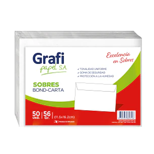 SOBRE BOND GRAFI CARTA 56GR 11.5X16.2CM       x50 UNIDADES