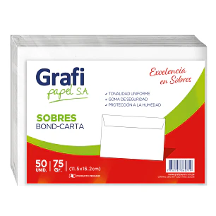 SOBRE BOND GRAFI CARTA 75GR 11.5 X 16.2    x50 UNIDADES