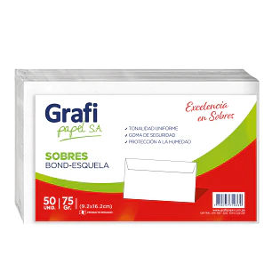 SOBRE BOND GRAFI ESQUELA  75GR 16.4X9.7CM       x50 UNIDADES