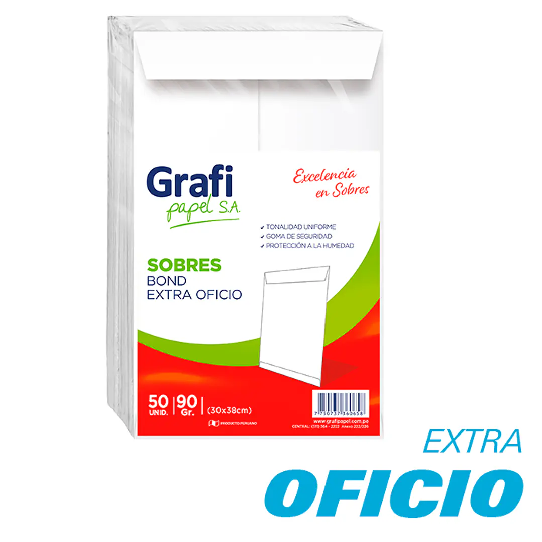 SOBRE BOND GRAFI EXTRA OFICIO    x50 UNIDADES 1